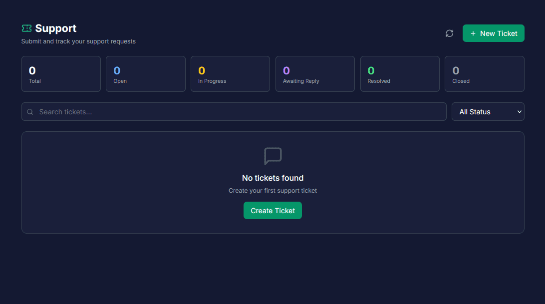 support page screenshot