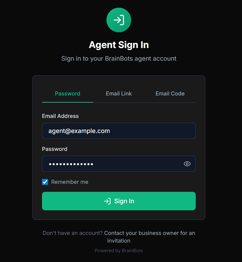 Agent sign-in
