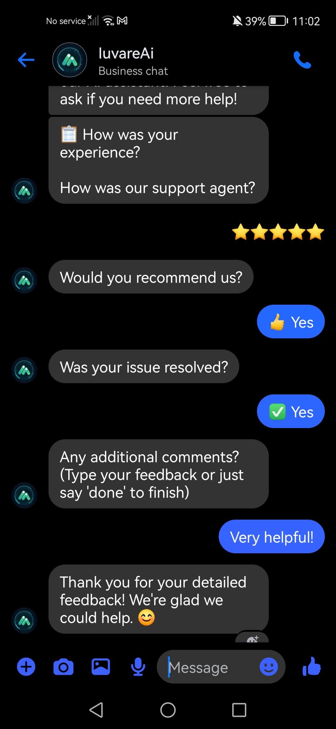 Facebook Messenger feedback review