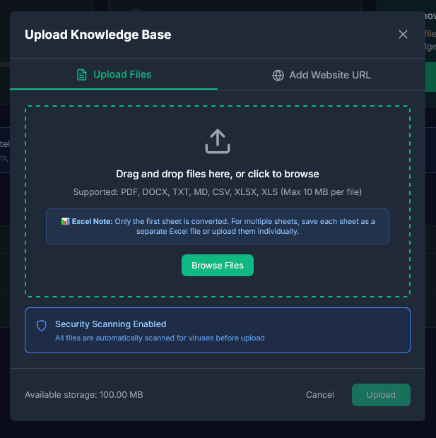 upload knowledge base