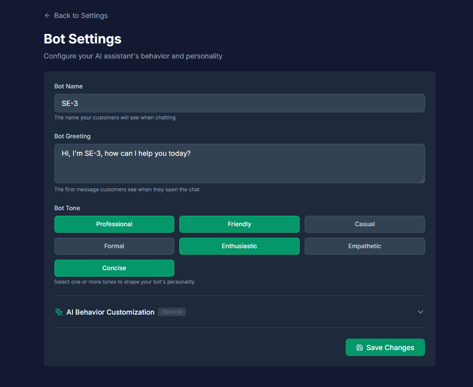 bot settings page screenshot