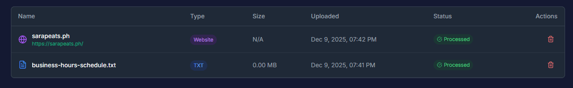 List of files screenshot